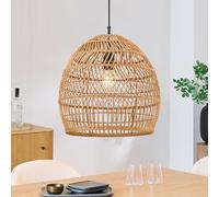 ELYONA 16” Large Boho Rattan Chandelier, Modern Rustic Wicker Pendant Light Fixtures, Basket Hand Woven Hanging Lamp for Coastal Kitchen Island Dining Room Living Room Bedroom Foyer (40cm*40cm)