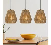 ELYONA 3 Pack Woven Pendant Lights, 7” Modern Boho Hanging Lamp with Handwoven Woven Rattan Shade, Adjustable Farmhouse Coastal Pendant Light Fixtures for Kitchen Island,Dining Room,Bar, Foyer Hallway