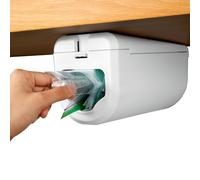 ELYPRO Ziplock Bag Dispenser | Quart, Sandwich & Snack Bags | Under-Cabinet or Shelf Mount | Easy Front-Access Dispensing | Plastic, White, Manual Operation