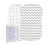 Ely's & Co Bassinet Sheet Set 2 Pack 100% Jersey Cotton for Baby Girl - Grey Chevron and Polka Dot