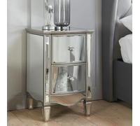 Elysee Mirrored 2 Drawer Narrow Bedside Cabinet