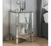 Elysee Narrow Bedside Cabinet - 2 Drawer - Mirrored