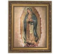 Elysian Gift Shop Our Lady of Guadalupe 8" x 10" Framed Art Print-Wall Plaque - Gold Finish (Includes Guadalupe Prayer Card) - Ideal for Living Room Decorations
