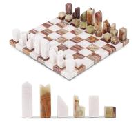 Elysian Marble Modern Chess Set - Handcrafted Borderless Marble Chess Board with Minimalist Geometric Pieces, Luxury Decorative Chess Game for Coffee Table, Home Décor & Gifts