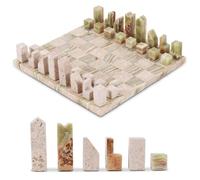 Elysian Marble Modern Chess Set - Handcrafted Borderless Marble Chess Board with Minimalist Geometric Pieces, Luxury Decorative Chess Game for Coffee Table, Home Décor & Gifts