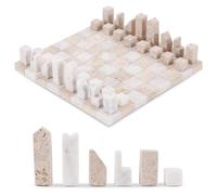Elysian Marble Modern Chess Set - Handcrafted Borderless Marble Chess Board with Minimalist Geometric Pieces, Luxury Decorative Chess Game for Coffee Table, Home Décor & Gifts