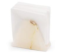 Elysian Marble White Onyx Weighted Napkin Holder for Napkins, Handcrafted Marble Dispenser for Kitchen Counter, Dining Table, or Coffee Table Décor