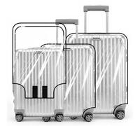 ElysianTails 3 Pcs Suitcase Covers Protectors Set Clear PVC Luggage Covers for Suitcases 24 28 30Inch Waterproof Anti-Scratch Travel Protector Kit for Business School Wheeled Suitcase