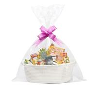 ElysianTails Gift Basket with Bags Ribbons,Hamper Kit with Bows,Empty Gift Basket,Cotton Rope Storage Basket Gift Basket with Handles for Baby Shower, Wedding, Birthday,Storage,Easter