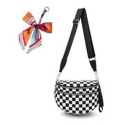 Elysir Crossbody Bag, Elysir Crossbody Bag for Women, Double Pockets With Large Capacity,Adjustable Shoulder Strap (Black and white checkered)