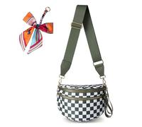 Elysir Crossbody Bag, Elysir Crossbody Bag for Women, Double Pockets With Large Capacity,Adjustable Shoulder Strap (pea green checkered)