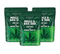 Elysium Spa Bath & Muscle Soak with Natural Hemp Oil 450g x 3 Pack Bath Salts Muscle Soak Bundle by Great British Home