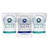 Elysium Spa Epsom Salts Natural Magnesium Sulphate Crystals, Bundle of 3 : Original (1pck) and Eucalyptus (2pcks)