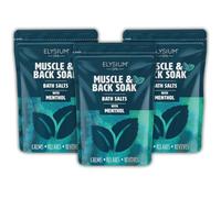 Elysium Spa Muscle and Back Soak Bath Salts for Men with Menthol 450g x 3 Pack - Epsom Bath Salts Muscle Recovery Bundle by Great British Home