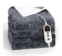 Elytsemoh electric blanket with 10 Heat Levels, Up-to-9-Hours Auto-Off Timer, flannel sherpa 180x130CM, Machine Washable, Overheat Protection, electric throw blanket for sofa Bed Office