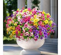 Elyum Artificial Flowers for Outdoors, 36 Bundles Artificial Flowers for Decoration, UV Resistant Fake Outdoor Flowers Artificial Plants for Outside Garden Porch Patio Yard Decor