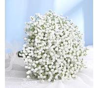 Elyum Babys Breath Artificial Flowers, 25 Pcs Long Stem Baby Breath Flowers Artificial Bulk, Real Touch White Fake Babys Breath Gypsophila for Wedding Bouquet Floral Arrangement Home Decor