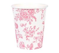 Elyxio 100Pcs Floral Paper Cups Pink Flowers Paper Cups 9oz Disposable Pink and White Toile Chinoiserie Drinking Cups for Hot Cold Beverage Bridal Baby Shower Birthday Party Supplies