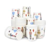 Elyxio 100Pcs Nutcracker Paper Cups Christmas 9oz Disposable Party Cups Watercolor Holiday Soldier Fairy Drinking Cups for Hot Cold Beverage Coffee Tea Xmas Winter Birthday Party Supplies