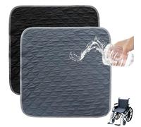 Elyyapt 2 PCS Absorbent Incontinence Chair Pads Waterproof Seat Protector Pads Reusable Washable Chair Covers Non-Slip Chuck Pads for Adults Wheelchair Car Seats Sofa Bed, 50×50cm, Black & Grey