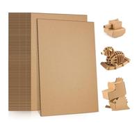 Elyyapt 20 Pack Corrugated Cardboard Sheets A4 Thick Kraft Card Brown Art Craft Paper Sheet Single Wall Inserts Flat Layer Pads for Packing Mailing Shipping DIY Projects, 297x210mm