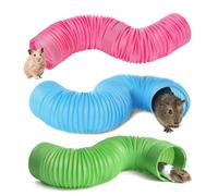 Elyyapt 3 Pack Hamster Fun Tunnels Pet Mouse Plastic Tube Guinea Pig Tunnel Collapsible Tube Pet Hideaway Training Hideout Tunnels Pet Toys Tunnel for Chinchillas Rats Ferrets Dwarf Rabbits Hamster