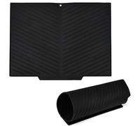 Elyyapt Dish Drying Mat Rubber Draining Board Mat with Built-in Drain Lip, V-Shaped Dish Drainer Mat Non-Slip Dish Draining Mat Heat Resistant Mat Pad for Kitchen Counter, 17 x 13 inch, Black