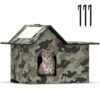 Elyyapt Outdoor Cat House Waterproof, Large Feral Cat Kennel Beds Insulated Cats Shelter Cave Weatherproof Cats Kitty Pet House with Door and Soft Mat for Cats and Small Dogs, Easy to Assemble, M