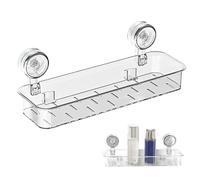 Elyyapt Shower Caddy Suction Cup Bathroom Storage Shelf Organizer Clear Plastic Shampoo Holder No Drilling Wall Mounted Basket Shelves for Shampoo Conditioner Soap, 5kg Load Capacity