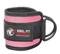 Elyzor Pink Ankle Strap for Cable Machines - Padded Neoprene Ankle Cuff Attachment for Glute Kickbacks, Leg Extensions, Hip Abductors & Booty Workouts, Adjustable Double D-Ring Design (Single)