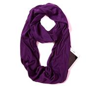 elzama Infinity Loop Solid Color Scarf With Hidden Zipper Pocket For Women - Lightweight Travel Neck Wrap, 05-dark Purple, Free