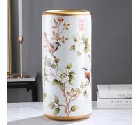 ELZEM Ceramic Umbrella Stand 19.5x44cm Handmade Appliques Chinese Umbrella Stand Vintage Floor Standing Cane Holder Placed Chinese Umbrella Holder At Hotel Office Home Entrance