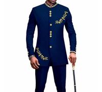 ElzEy 2 Piece Set Formal Outfits Men African Dashiki Clothing Jackets and Pants Long Sleeve Shirt Tracksuit Wedding (Color : Style 10, Size : 4XL)