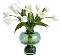 ELzEy 20 Pieces Of Artificial Flowers Tulips Artificial Flowers Pink Elegant Decoration Flowers Wedding, Banquet, Garden (not Including Vase)(White)