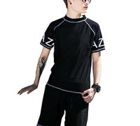 ElzEy Quick-Drying Swimwear Set Tomboy FTM Chest Binder Swimsuit Top+Swimming Pants Swimwear for Womens (S-6XL) (Color : Black, Size : XL)