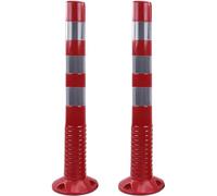 ELzEy Soft Rubber Fixed Type Parking Bollards,2, 4,6,9,12pcs Traffic Road Cones W/Reflective Collars, Stanchion Parking Barriers (Color : Red+silver, Size : 2 Pack)