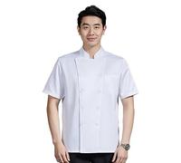ElzEy Unisex Chef Coat for Women and Men Chef Jacket Short Sleeve Work Uniform Shirt for Hotel Kitchen Restaurant (Color : White, Size : 7XL)