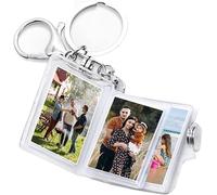 Elzhan 1 Piece Clear Mini Small Photo Album Keychain,16 Pictures Book Holder Keyring DIY Gifts for Boyfriend Girlfriend and Family,Bookshelf Albums Photo Albums