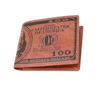 Elzhan 1pc Dark Brown Mens US $100 Dollar Bill Leather Bifold Card Holder Wallet Handbag Purse Credit Photo