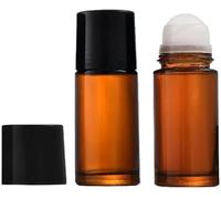 Elzhan 2 Pcs Brown 50ml Glass Essential Oil Roller Bottles Refillable Roll on Empty Deodorant Bottle, Refillable Containers Accessories, Containers Rollerball for Fragrance Roller Bottles