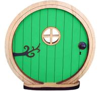 Elzhan Green Fairy Garden Door for Tree, Fairys Doors for Trees Outdoor and Tree Trunk, Mini Fairy Garden Sculpture Lawn Ornament, Fairys Tales Door Decoration, Yard Gardens Miniature Decor