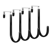 elzle 4 Over Door Hooks, Door Hanger, No Assembly and Drilling Required, Hooks with Rubber to Prevent Scratches, Door Hook for Living Room, Bathroom, Bedroom, Kitchen(Black)