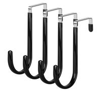 elzle 4 Packs Black Over The Door Hooks,4.5cm Coat Hooks for Clothes,Sturdy Stainless Steel Overdoor Hangers with Anti-Scratch Surface,Towels,Christmas Wreaths, Socks, Gift Bags, Front, Behind Door