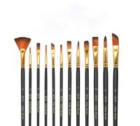 elzle Acrylic Paint Brushes,12 Paint Brush Set,Nylon Art Brushes,Fine Paint Pen with Smooth Tip,Wooden Pen Body Suitable for Acrylic, Watercolour, Oil and Gouache Paintings (Black)
