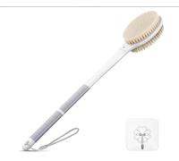 elzle Back Scrubber Shower Brush, Non-Slip Long Handle Bath Brush with Soft & Stiff Dual Bristles, Exfoliating Body Brush for Dry/Wet Brushing, Back Cleaner Brush for Women, Men, Elderly (Grey)
