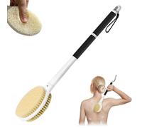 elzle Back Shower Brush 44 cm/17in Double-Sided Bath Brush, Long Handle Back Wash, Wet and Dry Body, Soft Bristles for Women, Men and the Elderly, Black