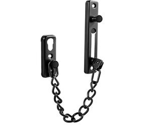 elzle Stainless Steel Security Chain with Anti-Theft Button and Screws, Door Chain for Front Doors and Apartment Doors, Fixed and Durable Screw Mounting (Black)