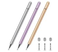 ELZO Stylus Pens for Touch Screen, 2 in 1 Universal Stylus, High Sensitivity Surface Pen with Extra 6 Tips, for All Tablet Touch Screens iPhone iPad Pro Android Tablets Chromebook,Purple&Blue&Yellow