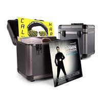 EM Power Dynamics RC100 Vinyl Record Case Pair, Titanium Grey LP Storage Flightcase with Lockable Latches, Secure Stackable 12 Inch DJ Carry Box, Holds 200 LP Albums in Total (2 x 100 Capacity)