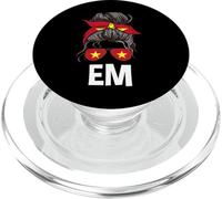 EM Vietnamese Girl Messy Hair Bun Vietnam Flag Sunglasses PopSockets PopGrip for MagSafe